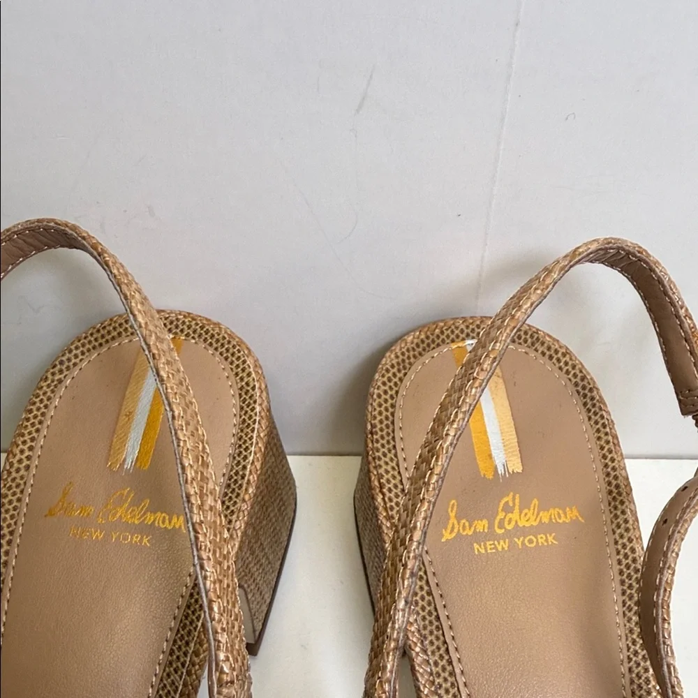 Sam Edelman Terra Tan Woven Slingback Block Heels - Picture 8 of 9